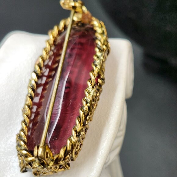 Vintage Filligree & Amythst Glass Brooch - Picture 10 of 10